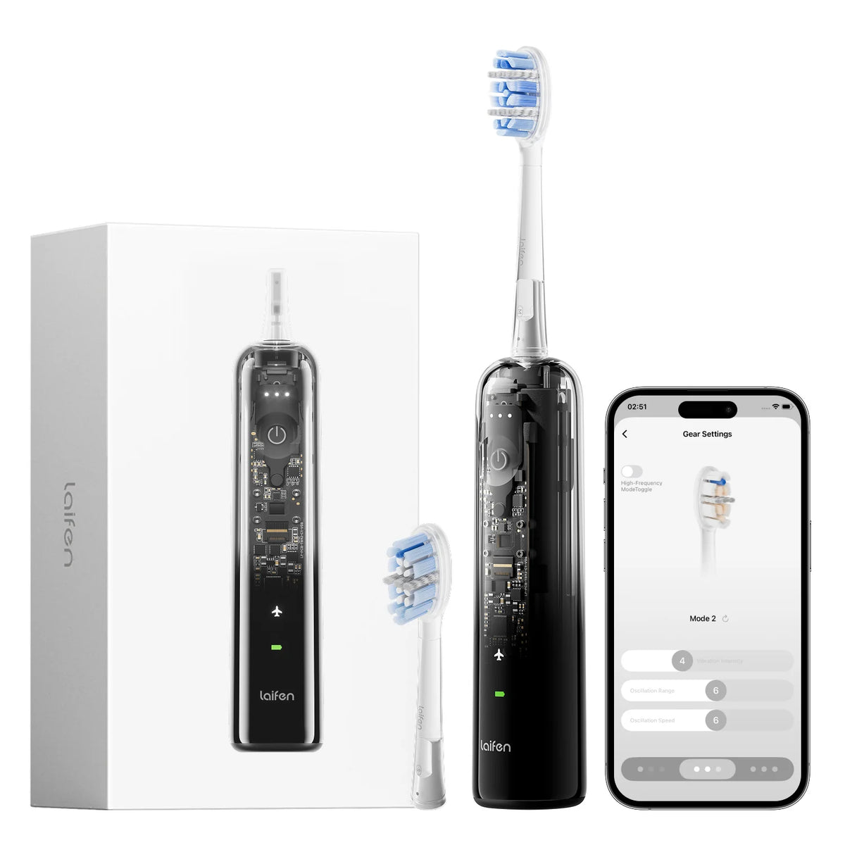 מברשת שיניים חשמלית Laifen Wave Pro שקופה